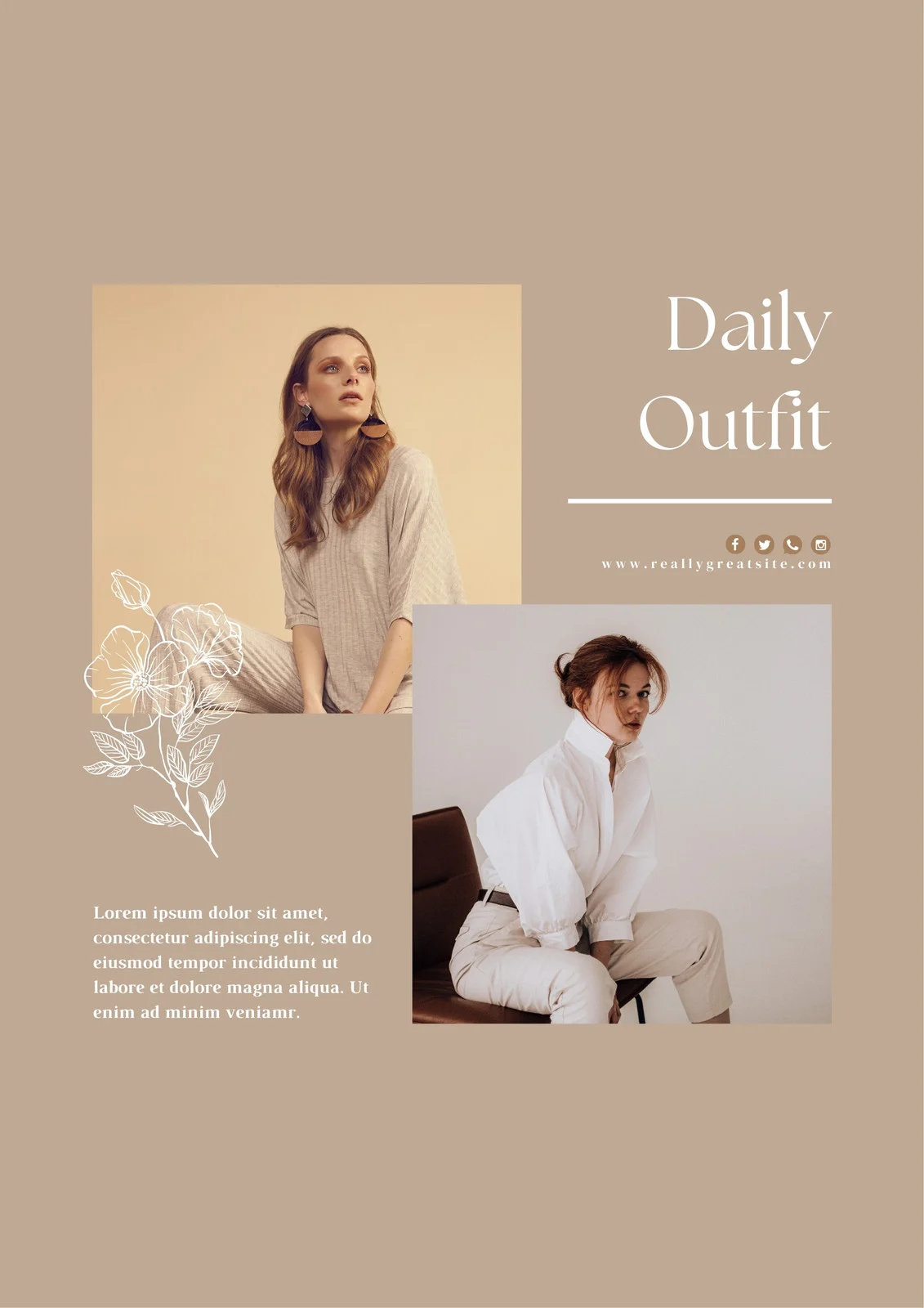 Brown elegant Outfit Poster Template